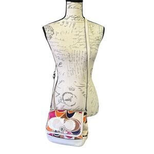 Coach Park Hand Drawn Scarf Satin Leather Twist Lock Crossbody Purse F24026